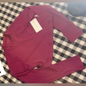 Athleta Berry Long Sleeve Crop Top